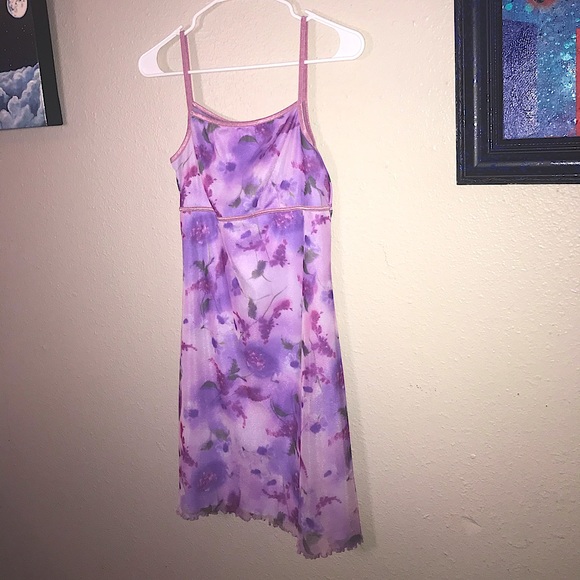Vtg 70s Hippie/Fairy Goth Floral Purple Midi Dress - Picture 1 of 11